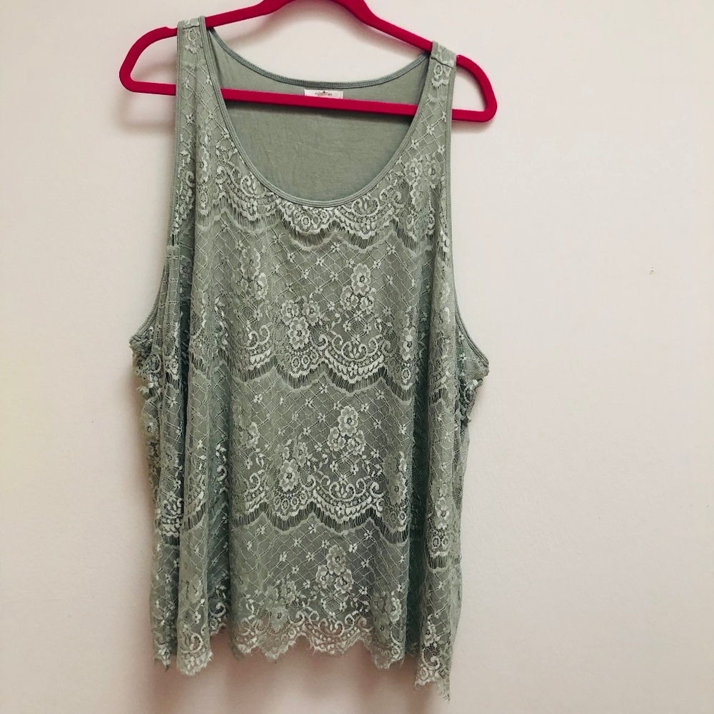 Maurices sage green lace tank size 4X // M12